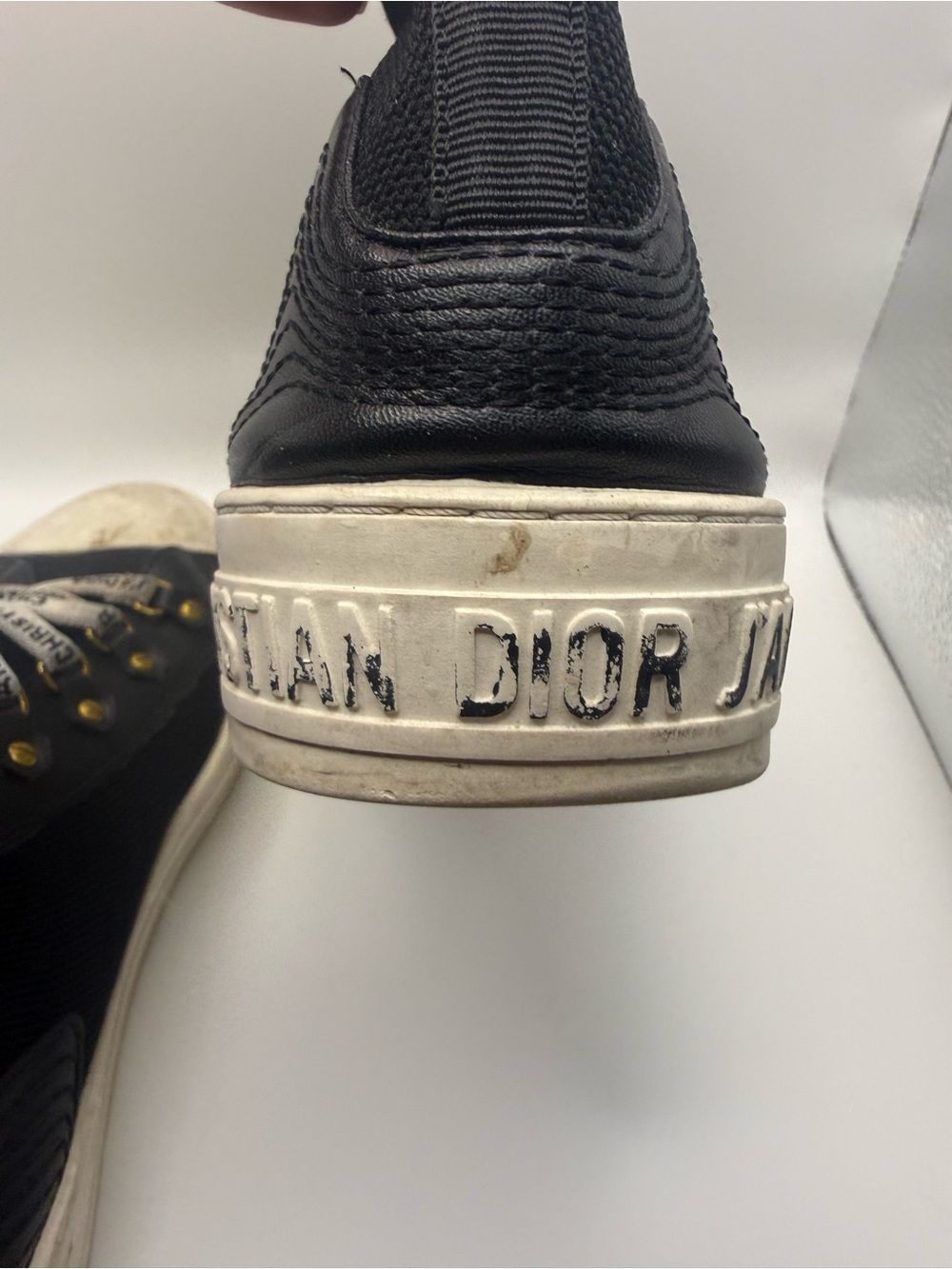 Dior Black & White High-Top Sneakers with Branded Straps - Picture 9 of 10